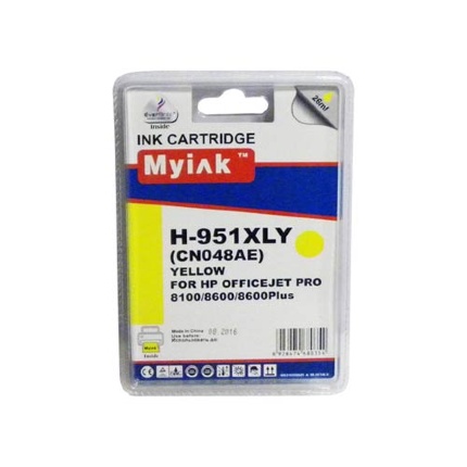 Картридж для (951XL)  HP Officejet Pro 8100/8600/8600Plus/8610/8615/8620/8625/8630/ 8640/8660 HP Officejet Pro 251dw/276dw CN048AE желт (26ml, Pigment) MyInk