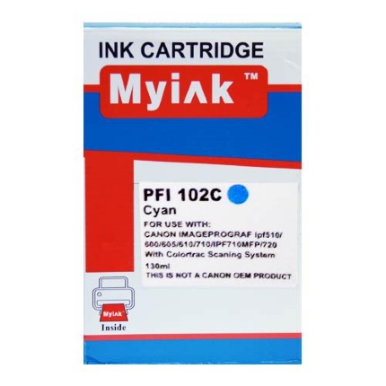 Картридж для CANON  PFI-102C IPF 500/600/720 син (130ml, Dye) MyInk