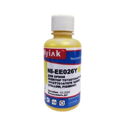 Чернила для EPSON (T0731/T0711/T0921) St C67/91/CX3700/4300/ T40/TX550/S22/SX125 (100мл,yellow, Pigment) EE026Y MyInk