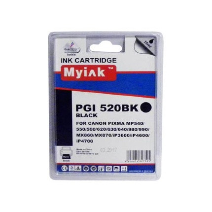 Картридж для CANON  PGI-520BK PIXMA iP3600/4600/MP540/620/630/980 ч (16ml, Pigment) MyInk