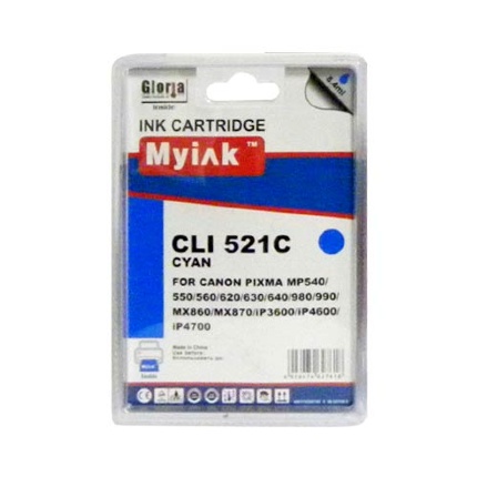 Картридж для CANON  CLI-521  C PIXMA iP3600/4600/MP540/620/630/980 син (8,4ml, Dye) MyInk