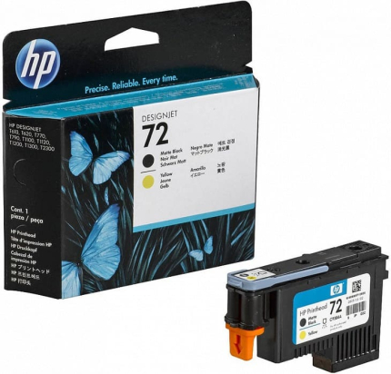 Печатающая  головка HP 72 DESIGNJET черный матовый/желтый  (C9384A)